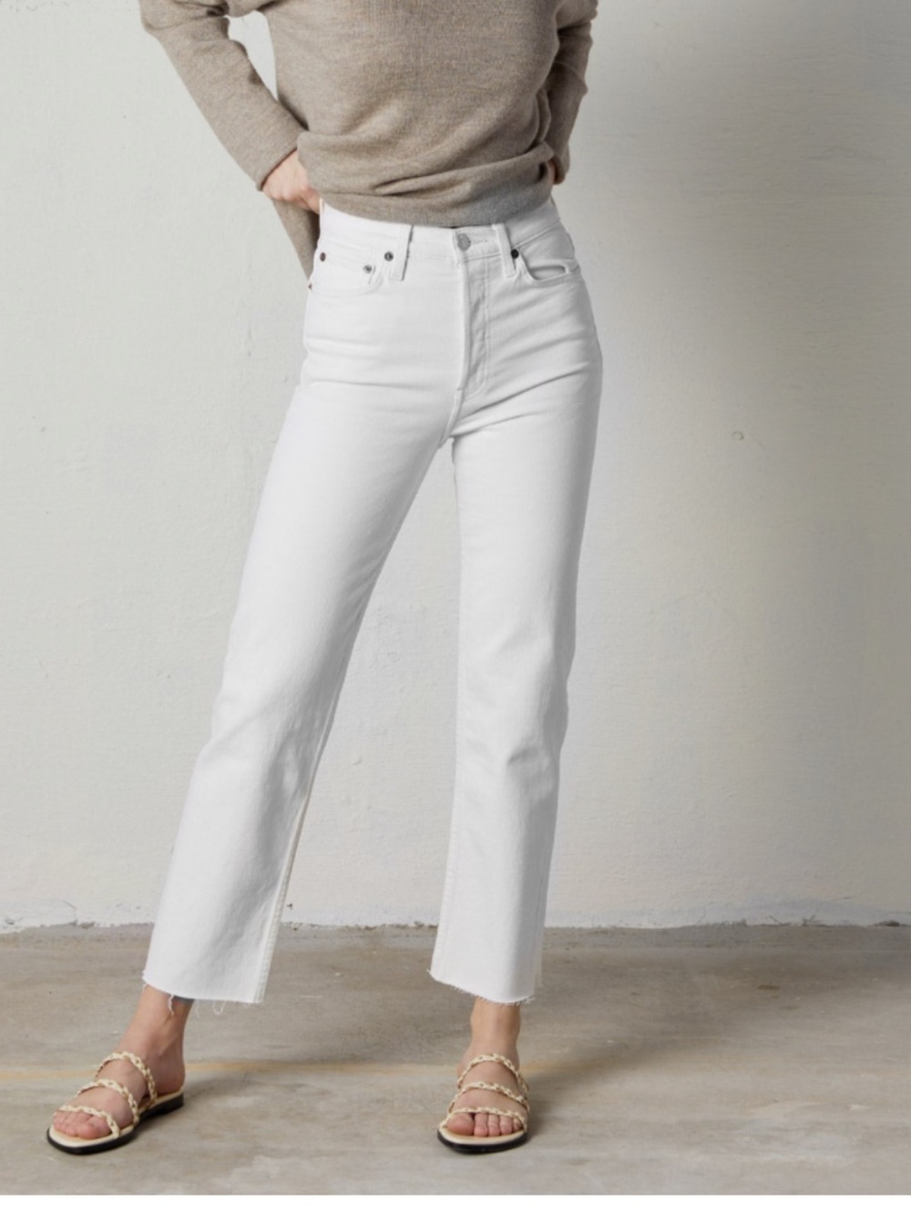 Redone the Originals White High-Rise Button-Fly Women's Jeans